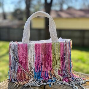 Beaded Fringe Hand Bag NWT